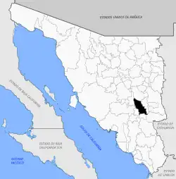 Location of the municipality in Sonora