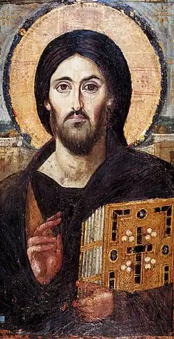 Image 27The Christ Pantocrator of Saint Catherine's Monastery at Mount Sinai, 6th century AD (from Jesus in Christianity)