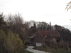 View of St. Barbara's Church in Blatno from Dednja Vas