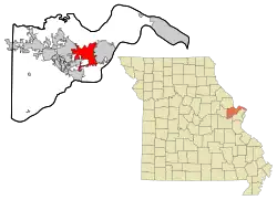 Location of St. Peters in Missouri