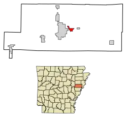 Location of Madison in St. Francis County, Arkansas.
