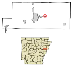 Location of Widener in St. Francis County, Arkansas.