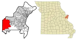 Location of Wildwood, Missouri