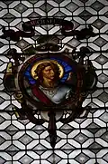 Ulisse De Matteis, detail of stained-glass window depicting St. Michael (S. Michele), Church of San Michele Visdomini, Florence, 1872.