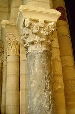 A re-used ancient Roman column with a Merovingian capital