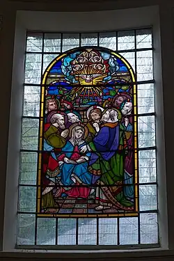 Stained glass window at Holy Trinity Gosport showing the adoration of the Shepherds