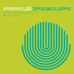 Green lines and curves are shaped like a circle. The band name is in white text and the album name is in green text. The track listing and record label name are to the left and are small green text. The background color is yellow.