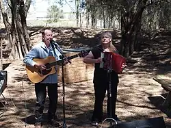 Steve Foster and Jenny Loftes performing at the historic Torrens Island Quarantine Station, 23 February 2014.