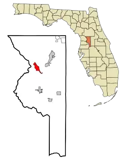 Location in Sumter County and the state of Florida