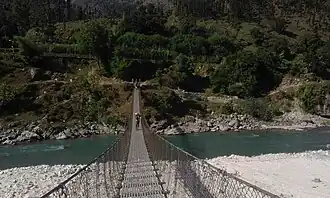 Suspended Trail bridge over the Chaulani river