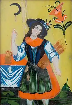 Glass painting of Saint Notburga in Slovenia