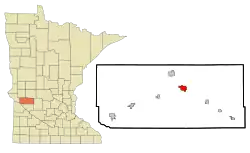 Location of Benson within Swift County, Minnesota
