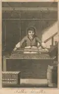 Engraving of a tallow chandler making candles