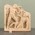 Metope depicting a battle scene between a Greek warrior and an amazon, 3rd c. BC