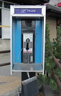 Telus Communications payphone in Golden, British Columbia