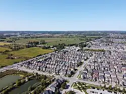 Aerial view of Temperanceville, Ontario in 2023