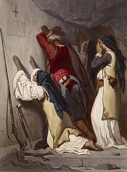 Théodore Valerio, Balkan Peasants Praying in Cave Chapel, 1875