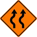 Diverted traffic, first to left, 2 lanes