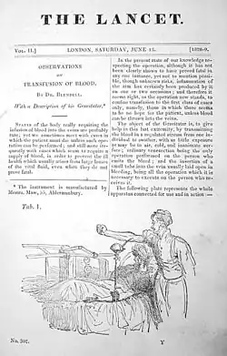 Observations on Transfusions of Blood, June 1829 issue