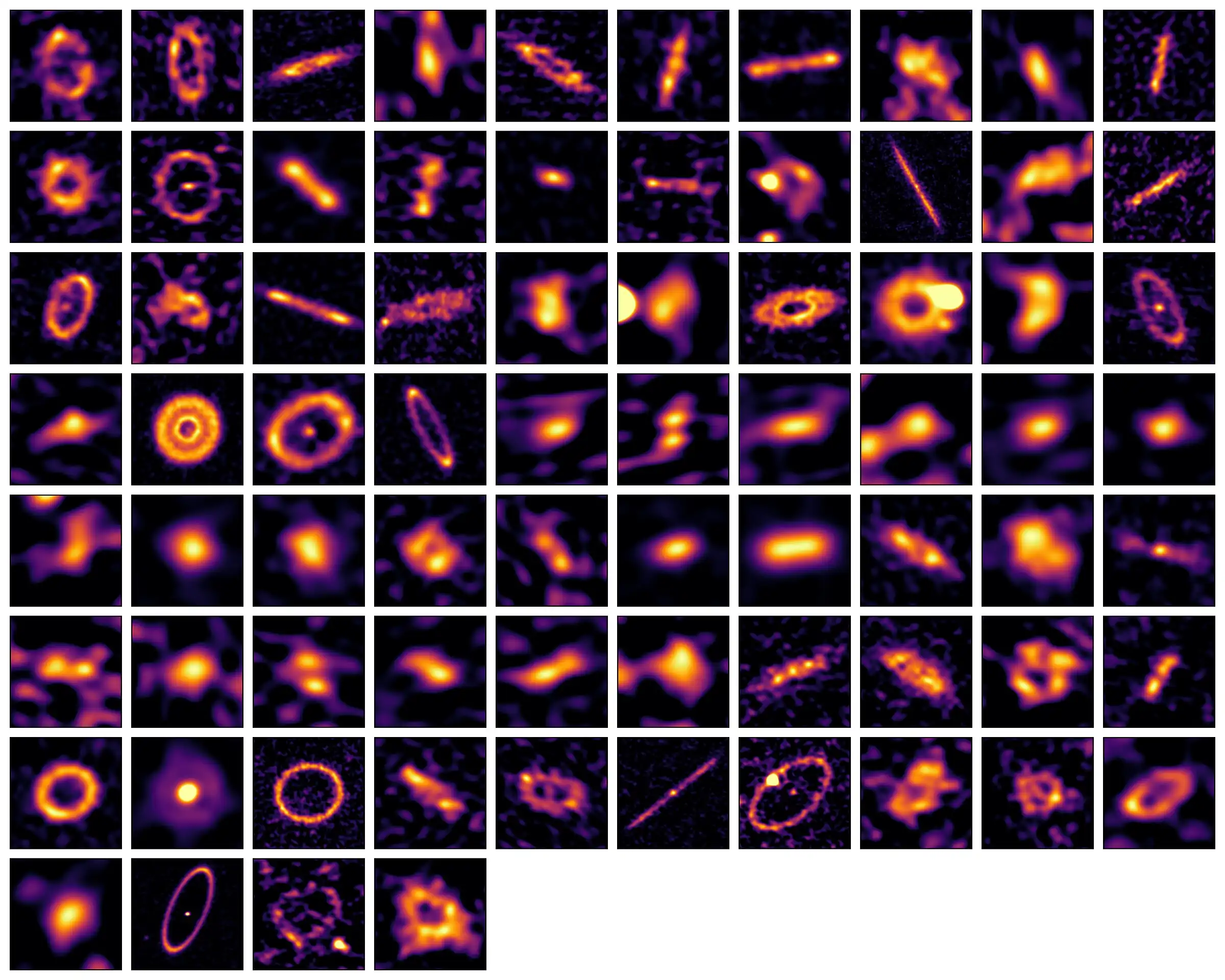 The 74 exocomet belts imaged by ALMA’s REASONS survey, showing belts of all shapes, sizes and ages (REASONS comboplot full nonames).jpg
