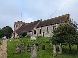 The church of St. Michael and all Angels at Cheriton in Hampshire, England. September 2024.