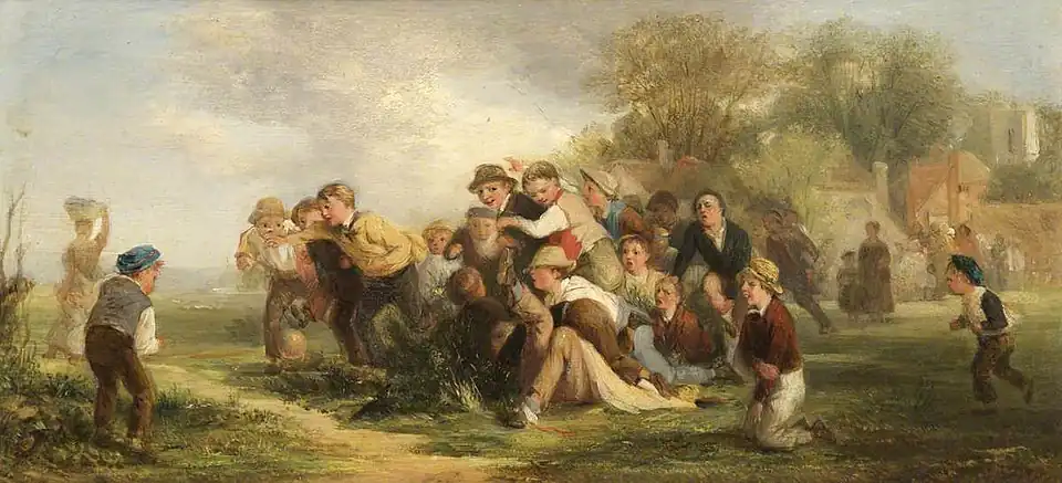 A Football Game, painting by Thomas Webster