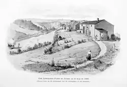 Illustration of the Lowbands farm, as it would have looked in 1860.