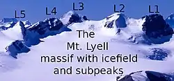 Mount Lyell and its 5 subpeaks: L1-L5