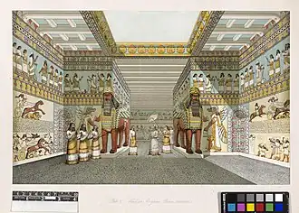 Reconstruction of a hall from an Assyrian palace, by Sir Austen Henry Layard, 1849