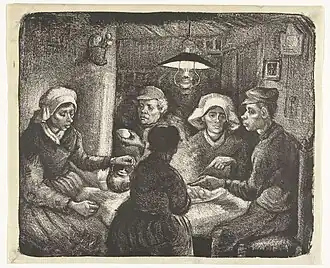 Potato Eaters, Lithograph (April 1885), reversed image, Museo Thyssen-Bornemisza, Madrid, Spain (F082)