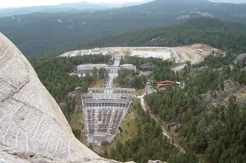 Memorial complex, as seen from Mount Rushmore.