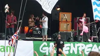 The View performing at Glastonbury Festival 2009 L to R: Pete Reilly, Steven Morrison, Kyle Falconer, Kieren Webster
