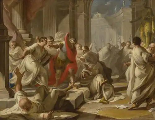 The assassination of Julius Caesar, oil on canvas, priv. col.