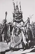 The main Mongolian deity Begtse in a cham-dance. Photo from before 1930.