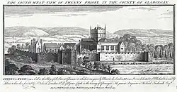 An engraving of the priory complex from 1741