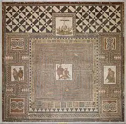 The Theseus Mosaic; 300-400 AD; marble and limestone pebbles; 4.1 x 4.2 m; Kunsthistorisches Museum (Vienna, Austria)