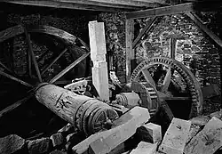 Gristmill drive machinery, Thomas Mill, Chester County, Pennsylvania