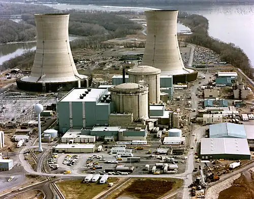 Three Mile Island was an early PWR design by Babcock & Wilcox, and shows a 'can' containment design that is common to all of its generations.