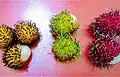 Three colors of rambutan