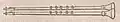 Tibiae pares (ζεύγη). "A pair of pipes, of equal length and bore, both of which produced the same tone, viz. both base or both treble."[6][7] These were held, one in each hand and played together by that musician.[2] Had a double reed bundle, inserted into the pipe's end.[5]