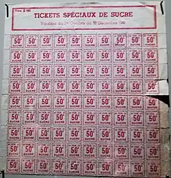 Photo of ration tickets for sugar in 1941