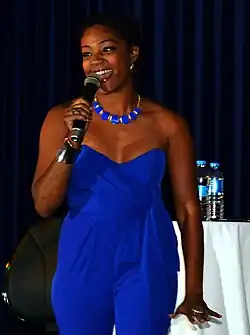 Tiffany Haddish, during a performance October 21, 2013, at Incirlik Air Base, Turkey. Sponsored by Armed Forces Entertainment to service members overseas.