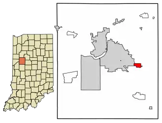 Location of Dayton in Tippecanoe County, Indiana.