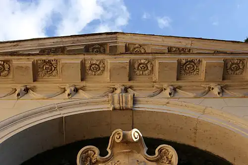 Neoclassical bucrania on the Tomb of Dante, Ravenna, Italy, by Camillo Morigia, 1780–1781