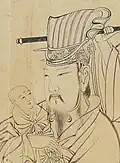 Tang dynasty tongtianguan as depicted on Wu Daozi's scroll-painting.