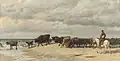 'Troupeau de boeufs au bord de la mer', 'Herd of cattle beside the sea' 1878 OOC 30 x 40 cm