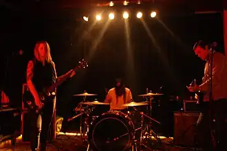 True Widow performing live in Berlin in 2010. From left to right: Nicole Estill, Timothy Starks and Dan Phillips.