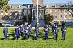 The U.S. Coast Guard Band in marching formation.