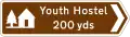 Youth hostel 200&nbsp;yd (180&nbsp;m) in the direction indicated