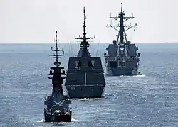 RSS Victory, RSS Intrepid and USS Chafee during CARAT 2009